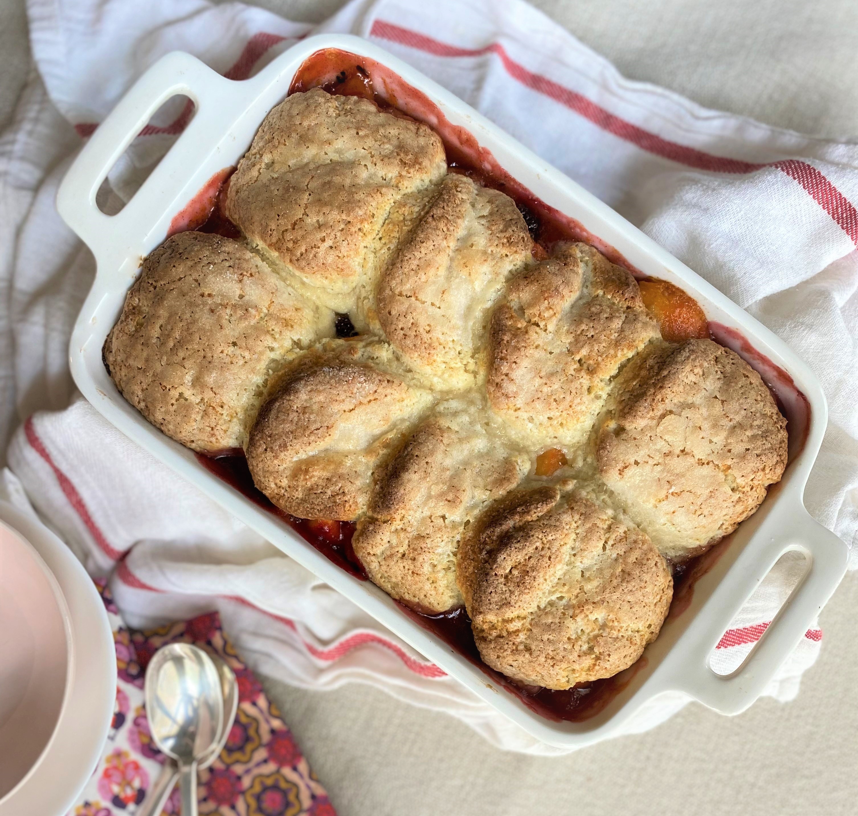 Peach and Blackberry Cobbler